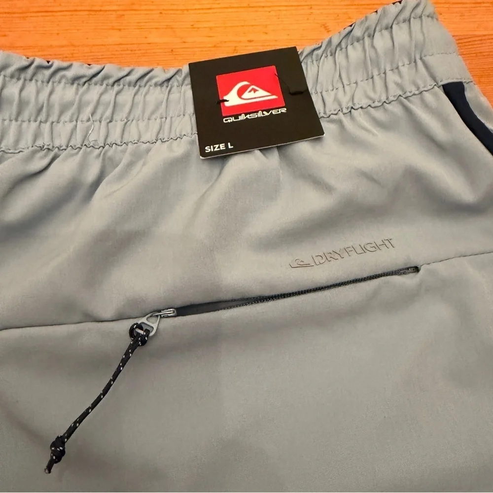 Quiksilver Omni Shorts Men's L 2 Dusty Blue Stretch Waist Dry Flight Athletic